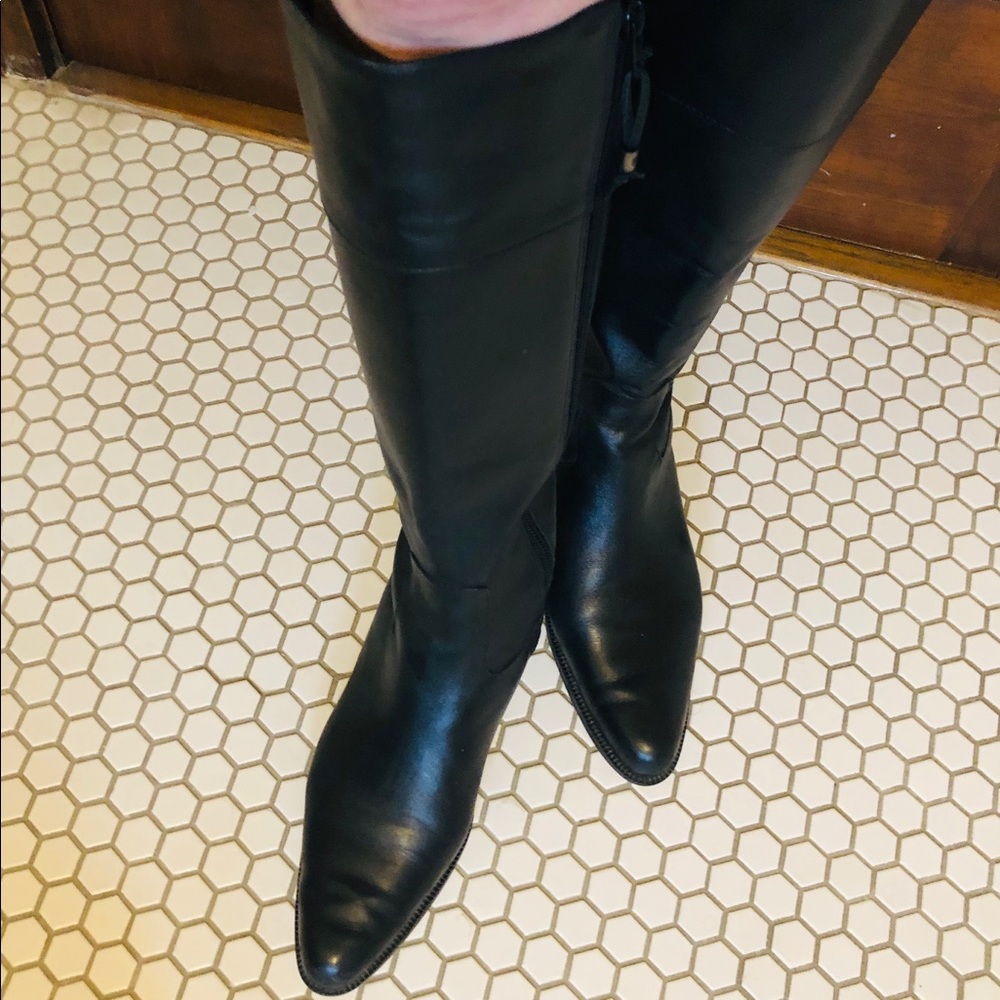 Tall black leather boots by Nicole, 8 1/2M.